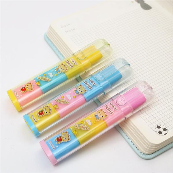 

три слоя радуги фрукты ароматизированные ластичные дети студенческие карандашные ластики pvc сумка упаковка портативные три слоя h wmthzj