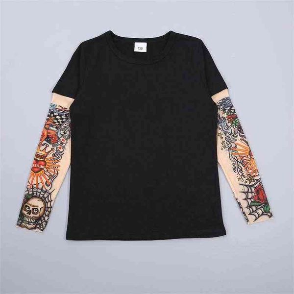 

children's t-shirt 2020 boys girls summer new cotton tattoo t-shirt cartoon long sleeve tees printed t-shirts kids g1224, Blue