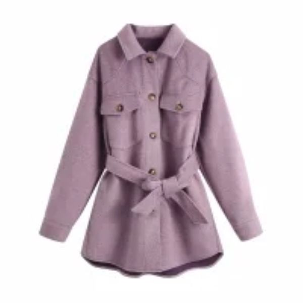 

2021 new with sashes pockets woolen jacket women fashion lapel collar button-up coat female outerwear ppnt, Black;brown