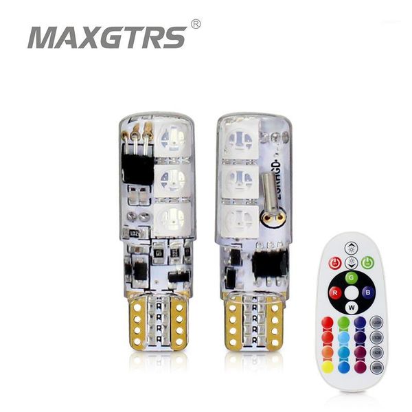 

emergency lights remote controller t10 194 168 w5w smd rgb car reading wedge light lamp 6 led 16 colors flash strobe bulb1