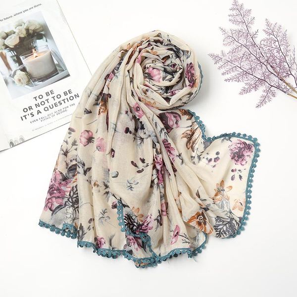 

scarves 2021 design women scarf fashion print cotton viscose spring winter warm hijabs lady foulard bandana floral, Blue;gray