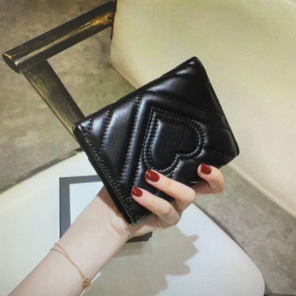 

474802 marmont short wallet italy fashion women coin purse pouch quilted genuine leather lady wallets main card holder credit card clutch, Red;black