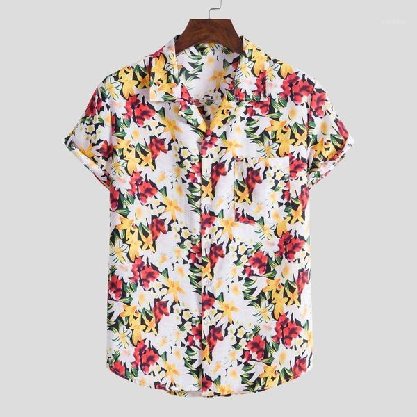

feitong short sleeve hawaiian shirt ethnic short sleeve casual ]floral hawaiian shirt beach summer shirts for men1, White;black