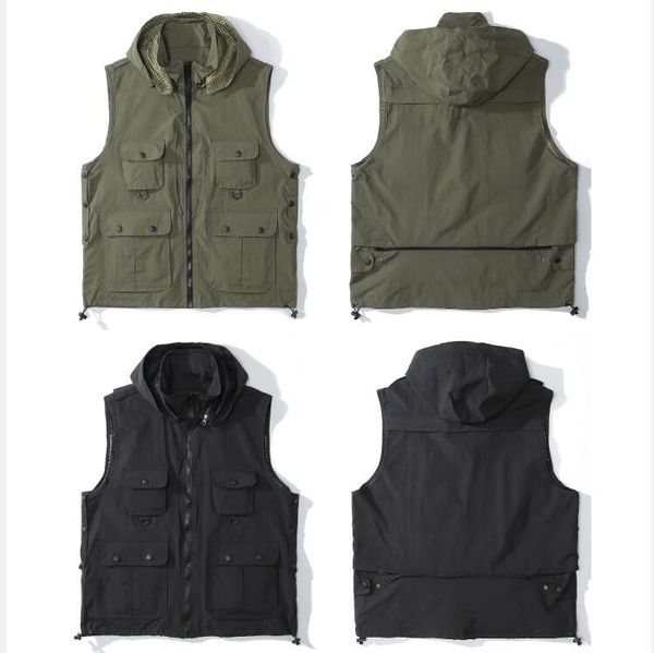 

жилеты с капюшоном с капюшоном куртки повседневные utility multi cockets tactical white weats hip hop streetweaw weatwood tops, Black;brown