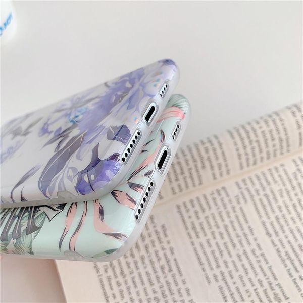 

flykylin vintage floral case для iphone 12 11 pro max x xr xs 7 8 плюс se 2020 крышка мягкий силиконовый лазерный jllqsc xjfshop