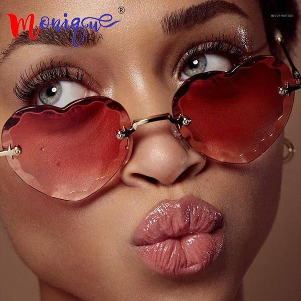 

love heart sunglasses women rimless frame clear lens colorful sun glass thick edge retro cat eye vintage female sun glass uv4001, White;black