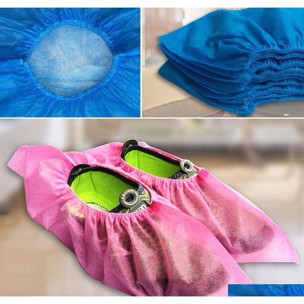 

thick 100 pcs disposable shoe covers indoor cleaning floor non-woven fabric overshoes for women men galosh fs9519 pulnb