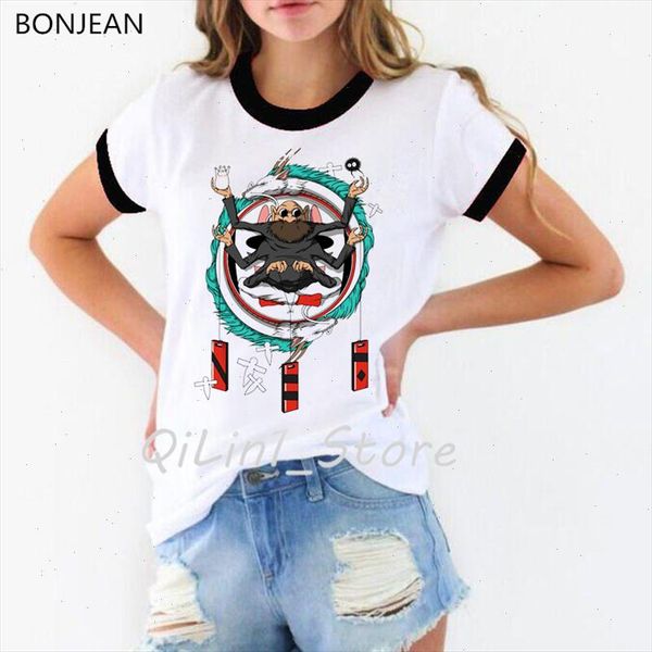 

japanese anime cartoon spirit away t shirt women studio ghibli tee shirt femme totoro shirt hayao roupas tumblr tshirt, White