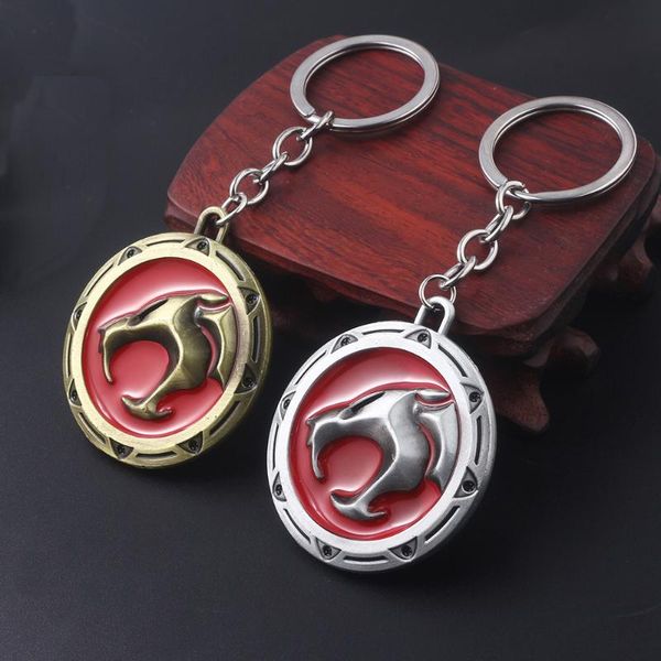 

cartoon seriers thundercats keychain women men jewelry perak cat sign antique copper metal keyring for fans gifts, Silver