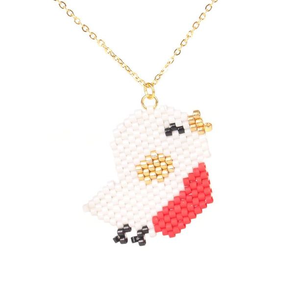 

pendant necklaces miyuki rice beads bird hand-woven animal pattern stainless steel necklace, Silver