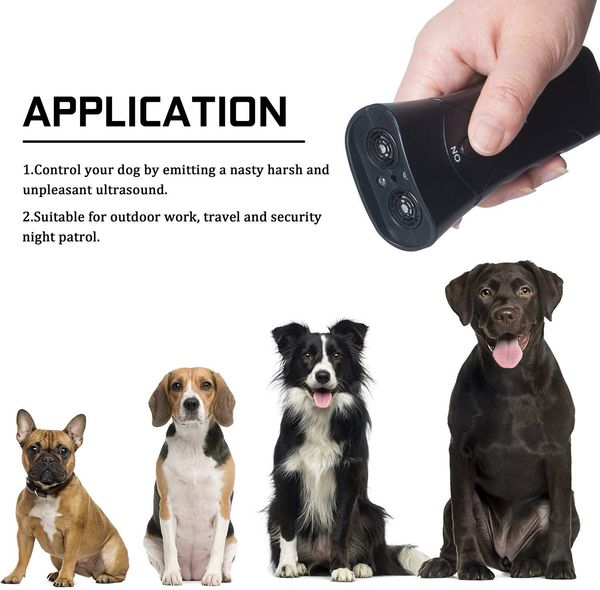 

2 head dog repeller anti barking sbark deterrents aggressive animal attacks led ultrasonic ultrasonic control trainer device cfyl0242