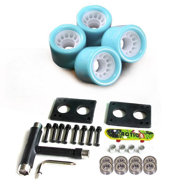 

skateboarding longboard wheels set 70mm 78a colorful pu skateboard transparent with riserpad and bearing bolts screws