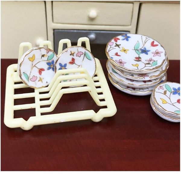 

1/12 dollhouse miniature accessories mini dish rack simulation furniture kitchen storage shelf model toys for doll hou bbycti