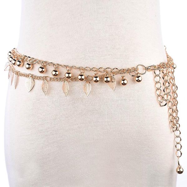 

summer beach women gypsy silver gold punk chain dance biniki leaf tassel belt waist body jewelry bl248, Black;brown