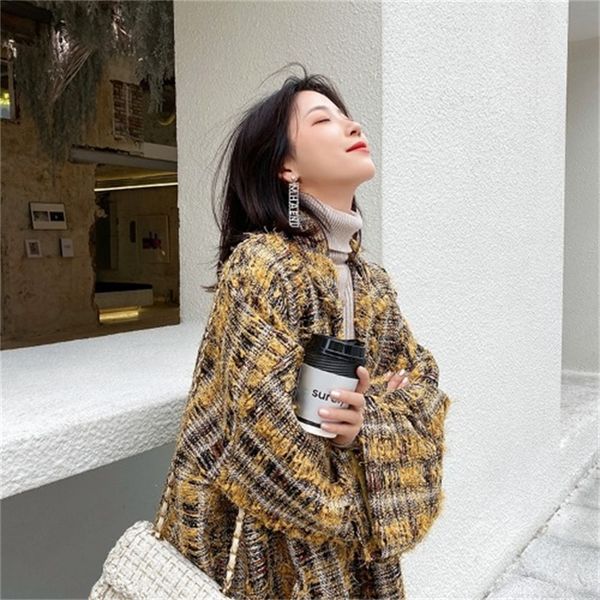 

autumn and 2021 winter new female hair coat korean version of haute lm64, Black;brown