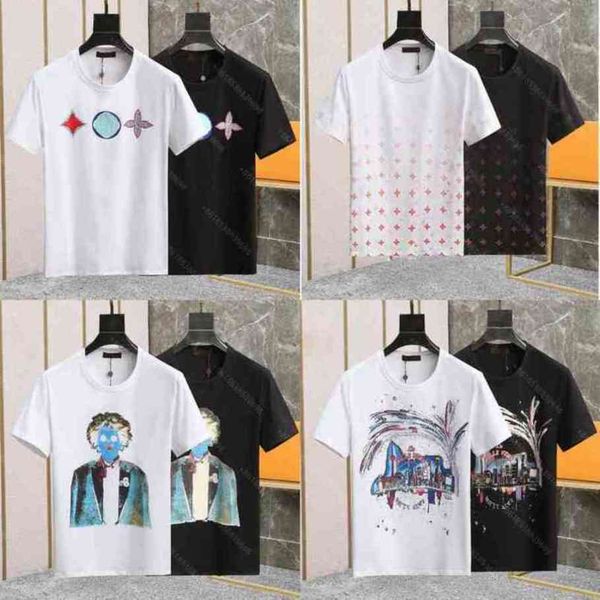 

22ss men designer t shirt summer short sleeve cotton tee men women lovers luxury brand fashion high definition printing round neck pullover, Black;brown