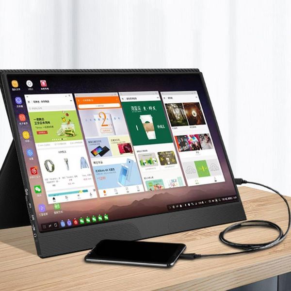 

15.6 qled phone game tv extended portable monitor for pc business travel 1080p hdr high light type c screen for switch ps4 xbox1