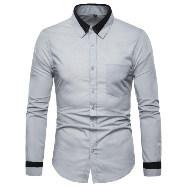 

nice spring new men shirt long sleeve fashion men casual cotton shirt color matching clothing, White;black