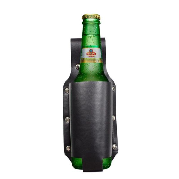 

storage bags 1pc holster portable bottle waist beer belt bag handy pu leather wine bottles beverage can holder outdoor mountaineering 4