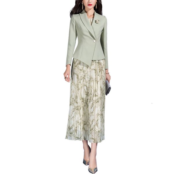 

new spring combine green blazer clothes and dress 2 ladies'ensemble 2g4c, White