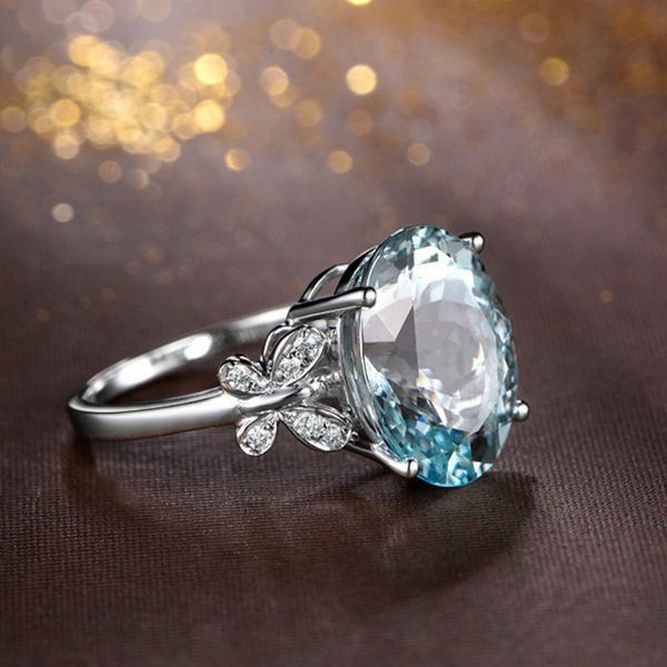 Anello con topazio con diamanti Anelli con farfalla di cristallo fidanzamento Moda nuziale Gioielleria raffinata per donna