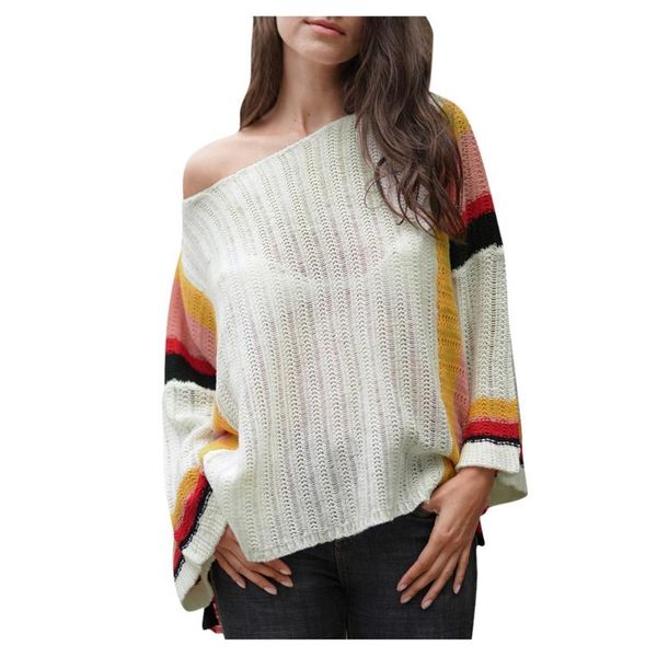 

women patchwork colorblock long sleeve winter pullover sweater knitted pullover female korean women oversized vintage sweaters, White;black
