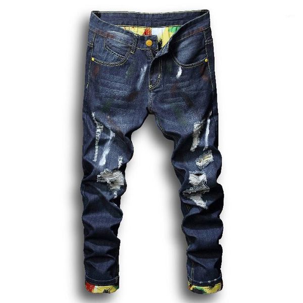 

vintage washed hip hop street wear jeans straight pants stretch denim skinny jeans men1, Blue