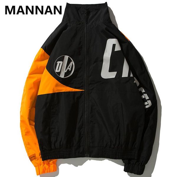 

men's jackets mannan men 2021 hiphop streetwear zipper jacket windbreaker patchwork coats jaquetamasculino black, Black;brown