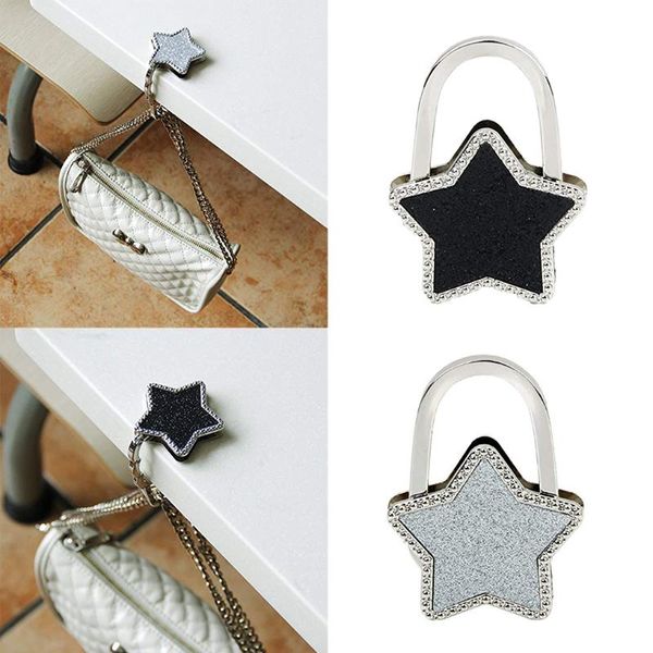 

new stykish star shape shiny key hook metal table side bag hanging hooks alloy folding bag holder schoolbag hanger hooks