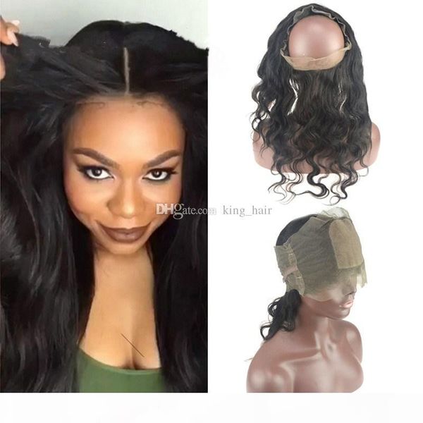 

silk base 4x4 360 lace band frontal closure with baby hair brazilian body wave virgin hair 360 lace frontal with adjustable straps, Black;brown
