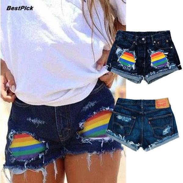 

2020 summer denim short shorts women hole frayed treatment mid waist jeans short casual all-match pants women's shorts hot, White;black
