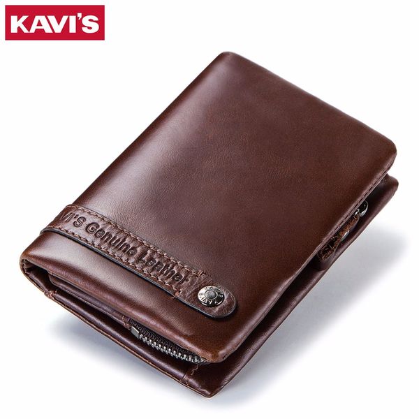 

kavis genuine leather wallet men card holder and coin purse rfid magic walet portfolio man portomonee mini vallet travel cover, Red;black