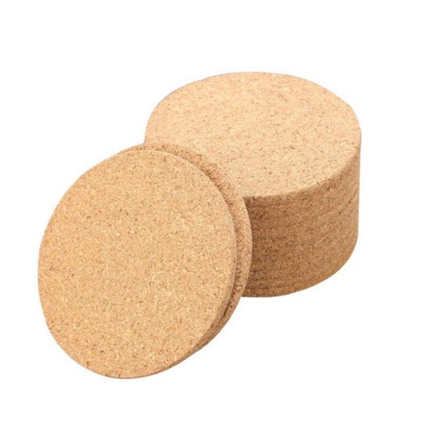 Mat de copo de café natural redondo madeira resistente a calor cortiça coaster mat coaster chá bebida bebida mesa de mesa por atacado