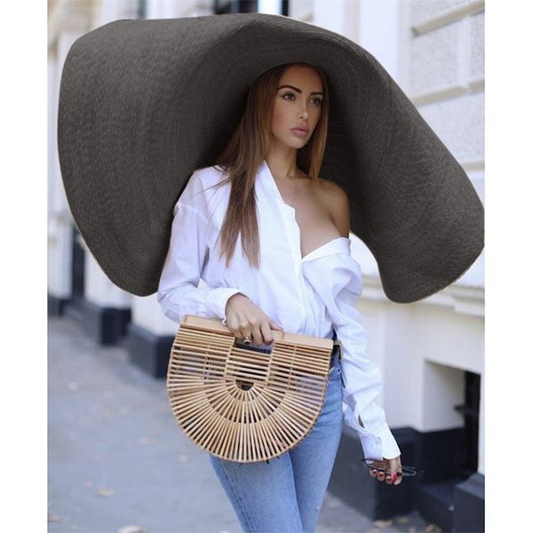 

fashion large wide brim sun hat beach anti-uv sun protection foldable cap cover y200714, Blue;gray