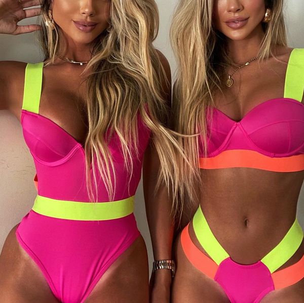 

women's swimwear 2021 female v-neck crop tank with hollowed side triangle bottoms high waist swimsuits for beach vocation, White;black