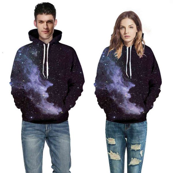 

men's nnd women's sweatshirts black starry sky 3d digital printing long sleeve et autumn winter seri couple headgear hooded sweate