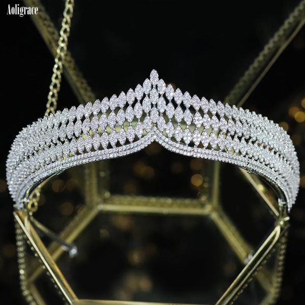 

cubic zirconia cz wedding european princess tiaras pageant crowns jewelry sweet 16 headpiece for women bridal hair accessories, Golden;silver