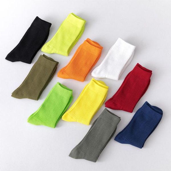 

new solid color cotton socks personality harajuku candy color couple skateboard socks casual sports men's, Black