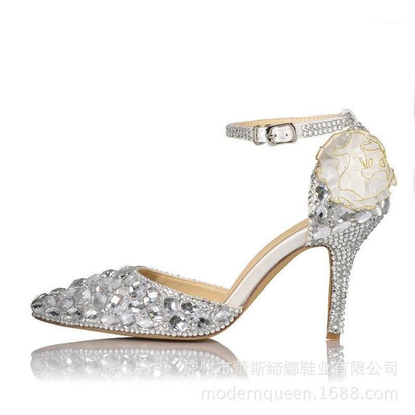 

dream2020 hollow silver glass pointed flower sandals rhinestone high heel 8.5cm elegant women's shoes1, Black