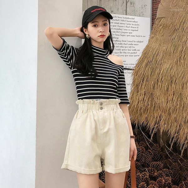 

jeans shorts women high waist wide legs in spring and summer 2020 new korean version show thin a word simple fashion short 76351, Blue