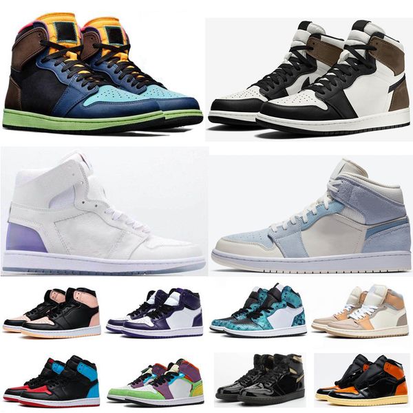 

2021 jumpman 1 1s mens basketball shoes unc high satin snake shattered backboard pine green bred royal chicago toe light grey me