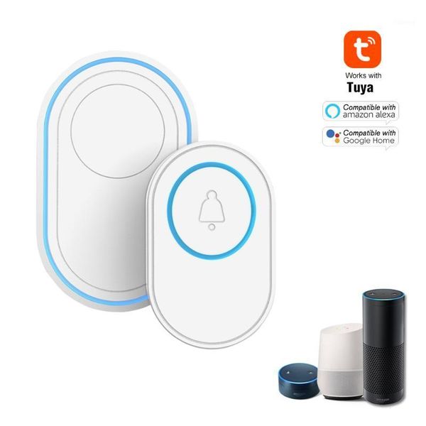 

doorbells tuya alarm host with wireless wifi doorbell function kit 1pcs outdoor doorbell+1pcs indoor chime led 58 ringtones1