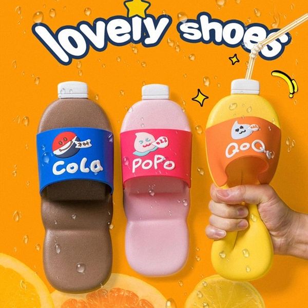 

summer cartoon home unisxe slippers cute sode drink pattern designer pvc ladies slides non-slip indoor shoes women slippers #ef7k, Black