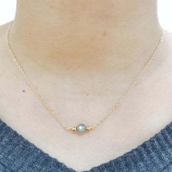 

chains labradorite moonstone necklace natural gemstones 14k gold filled neck pendants choker women gift collar mujer, Silver