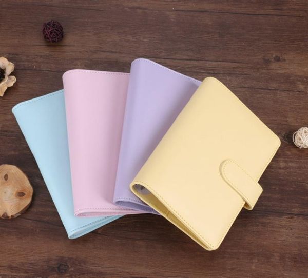 

a6 8 colors waterproof macarons binder hand ledger notebook shell loose-leaf notepad diary stationery cover school office supplies, Purple;pink