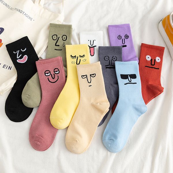 

surprise mid women socks harajuku colorful funny socks women 100 cotton 1 pair kawaii size 35-42, Black;white