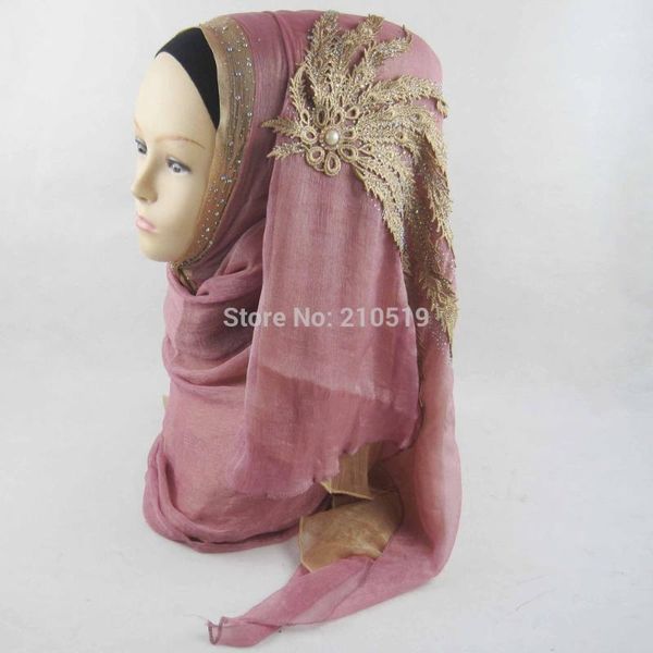 

about 180*68cm muslim wedding embroidery scarf hijab1, Red