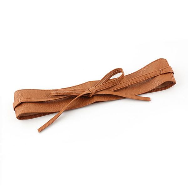 

splice bow wide belts women new women's pu leather solid elegant long belts ladies 2020 fashion casual dresses belt female, Black;brown