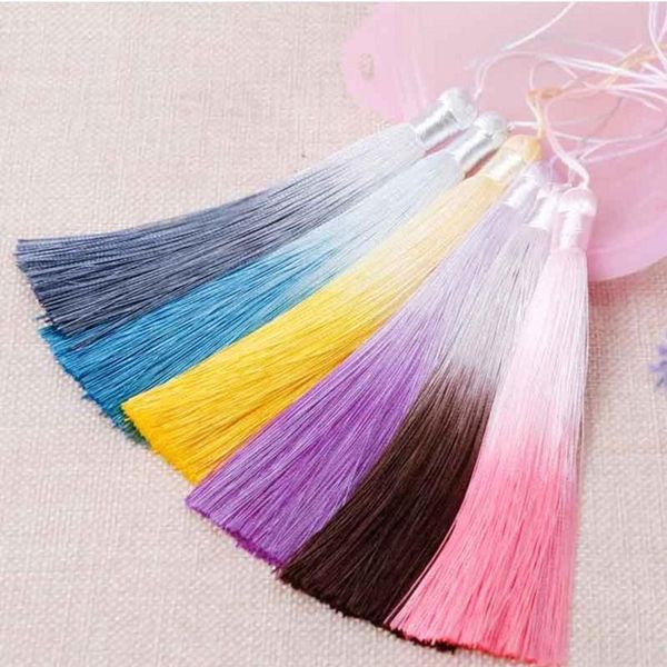 

12pcs lot 12cm gradient color tassels silk fringe sewing bangs tassel trim decorative key tassels for curtains home decoration h qyltym