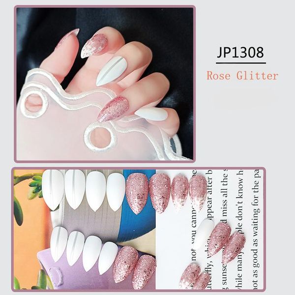 

false nails almond-shaped nail paste products press on tips fake, Red;gold
